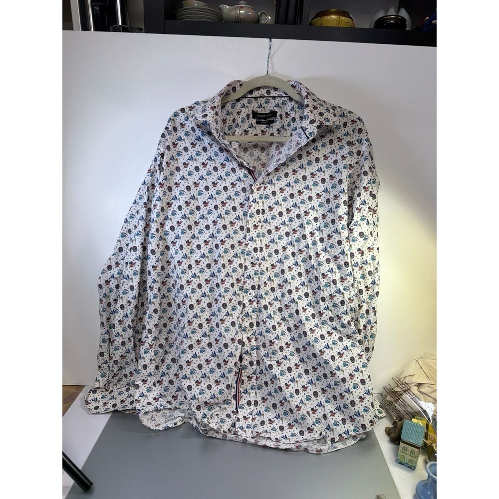 Bugatchi Shaped Fit Tattoo Print Long Sleeve XL Shirt